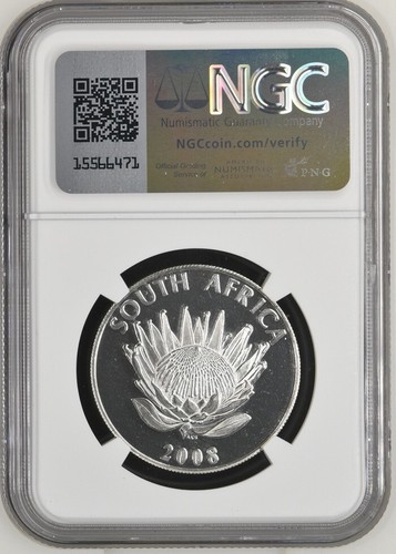 2008 SILVER 1 rand NGC MS 66 south africa MAHATMA GANDHI - Picture 3 of 6