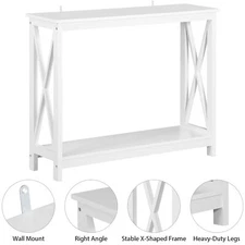 Console Table White Accent Side Stand Sofa Espresso Display Storage Shelf