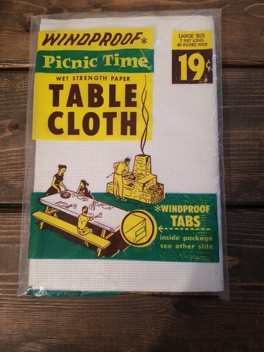Paño de mesa de picnic vintage a prueba de viento nuevo en paquete de 7 pies papel Straubel Co - Imagen 3 de 12