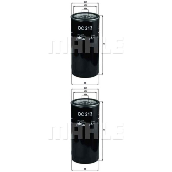 2X Mahle / Knecht ÖLfilter OC 213 Oil Filter-image