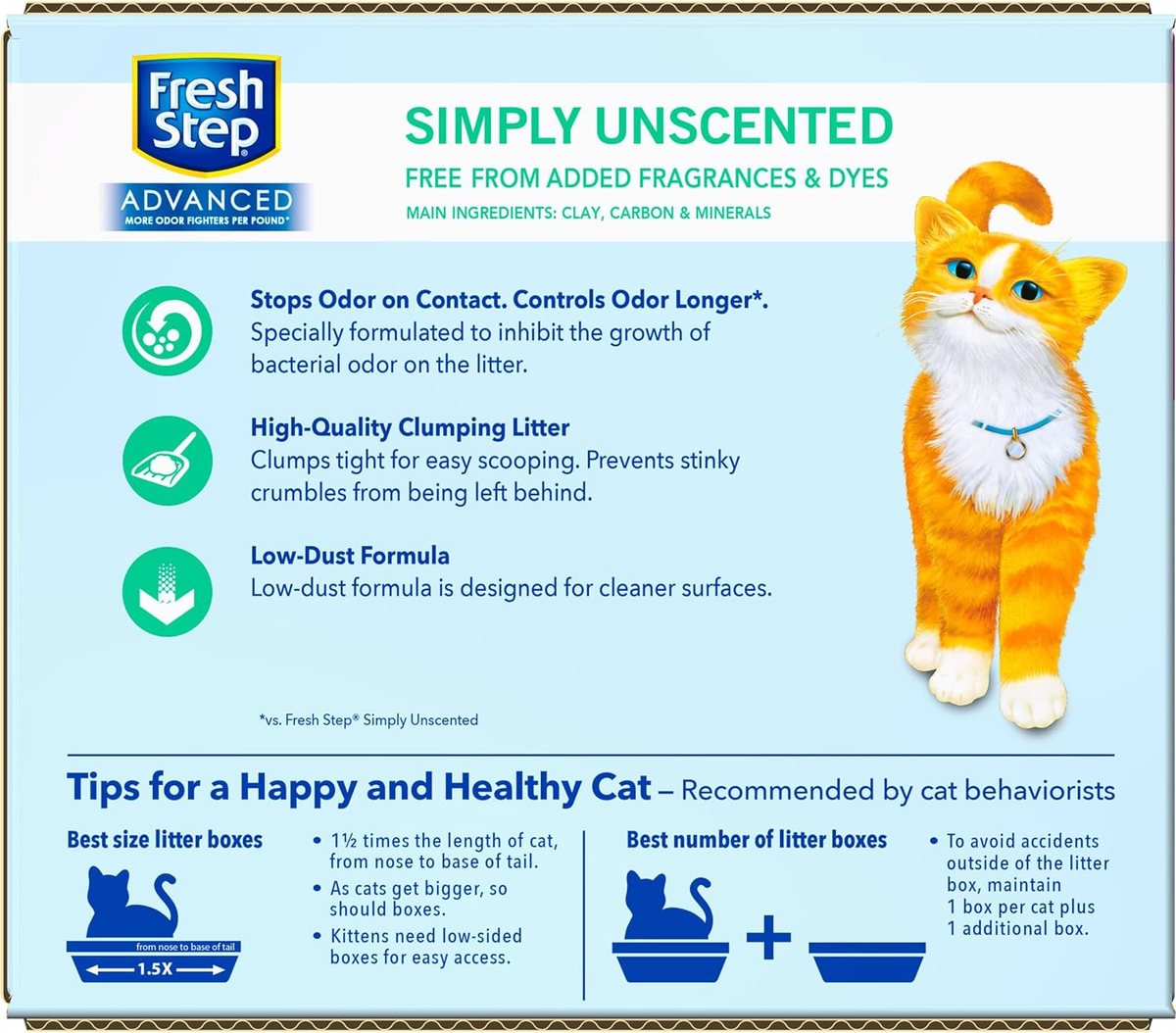 Discontinued - FRESH STEP Advanced Simply Unscented Clumping Cat Litter, 18.5-lb Box, 2 Count