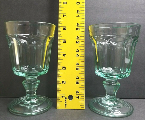 4 Bormioli Rocco Green Water Goblets Set Elegant Facet Drink Stemware Italy Lot - Picture 12 of 12