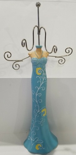 Blue Maison Rouge Jewelry 15" Ceramic Doll Wire Rings Necklace Bracelet Holder