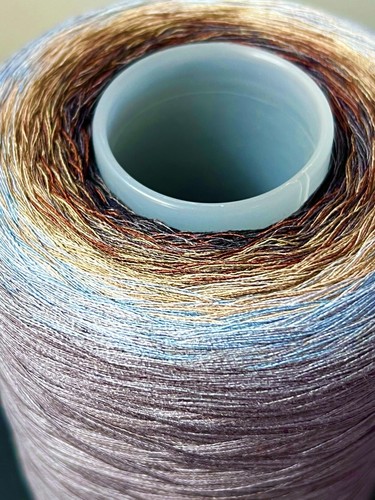 500g Cotton Yarn Ombre Cake Yarn Grey Light Blue Brown 2200 Meters - Picture 4 of 6