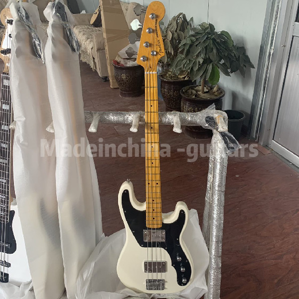 Factory Jazz Electric Bass Guitar Cream Color Basswood Body Maple Fretboard