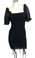 Windsor black ruched bodycon mini mesh dress size Large
