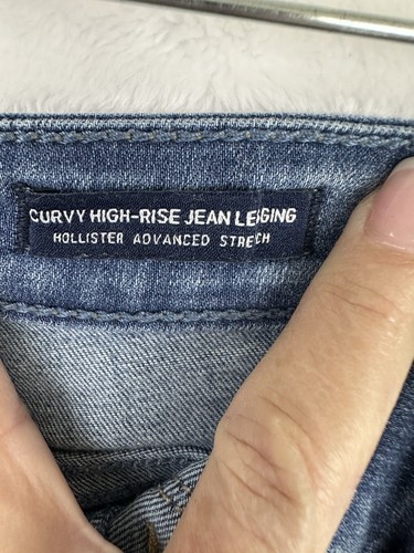 Jeans donna Hollister curvy vita alta leggings elasticizzati frange polsino taglia 1R W 25 - Foto 10 di 16