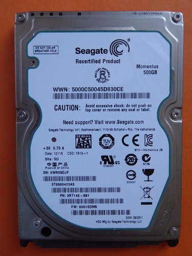 Seagate ST9500423AS | PN: 9RT143-881 | FW: 0001SDM5 | 6WR | SU | 500GB hard disk