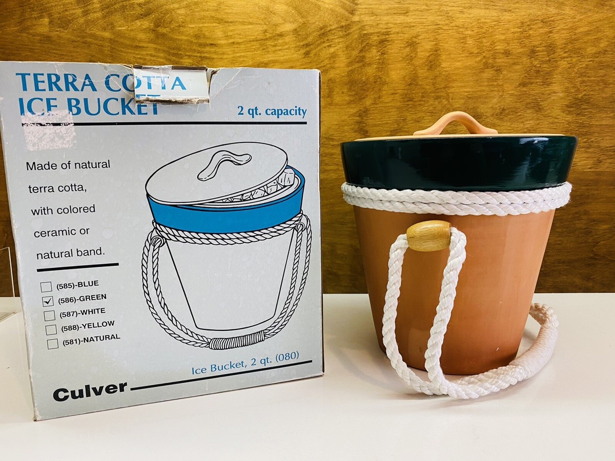 Vintage CULVER Terra Cota 2 Quart Ice Bucket In Original Box