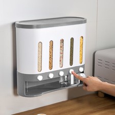 Cereal Dispenser Kitchen Rice Grain Dry Food Container Wall Mounted Storage Case