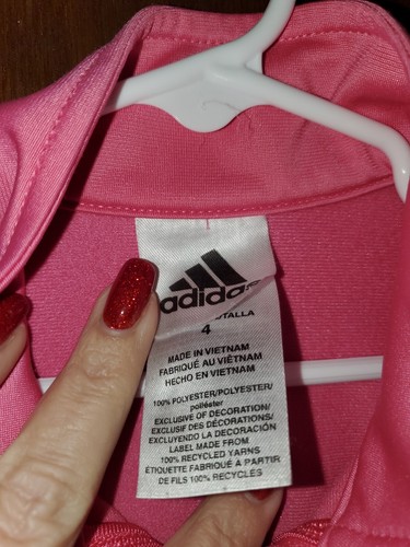 Adidas Pink Black Full Zip Jacket Sz 4 - Picture 2 of 3