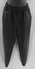 Women's Faux Leather Black Solid Comfortable Drawstring Joggers Size: Small