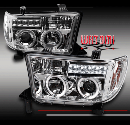 07-13 TOYOTA TUNDRA/08-15 SEQUOIA PICKUP HALO LED PROJECTOR HEADLIGHT LAMP CLEAR - Picture 1 of 4