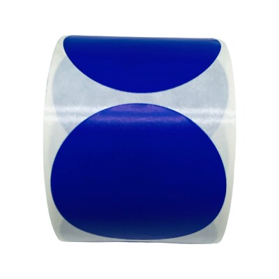 One Roll of 500 3'' Round Navy Blue Color coded Inventory Dots of Labels Stickers