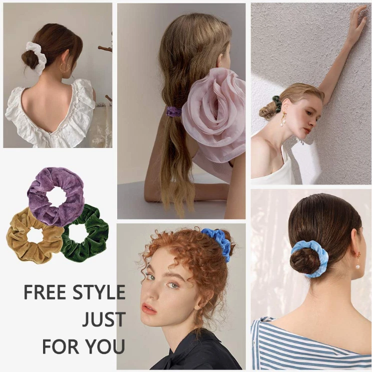 75 Hair Scrunchies suporte rabo de cavalo veludo laços elásticos faixa de corda para mulheres meninas - Imagem 3 de 4