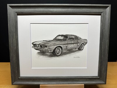 Drawing of a 1967 Ford Mustang Shelby GT500 Graphite Pencil Art Sketch Picture