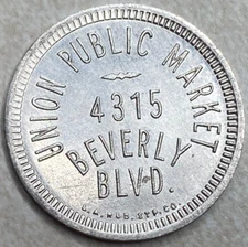 Union Public Market LA CA Blank Back Arcade Pinball Jukebox Trade Token T842