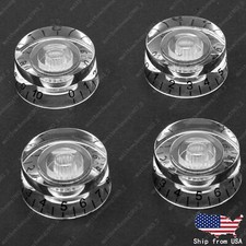 4 Pcs Clear w/Black Letter Guitar Control Knobs Speed Knobs Fits Les Paul SG