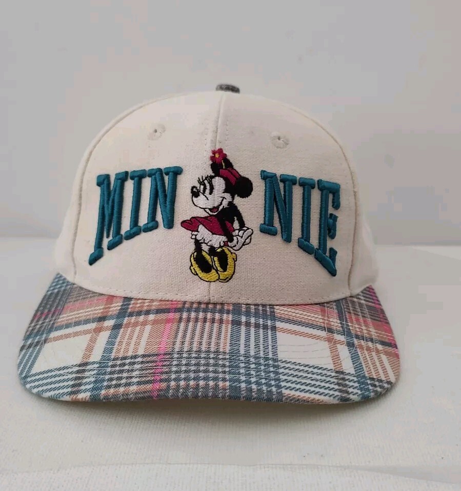 The Disney Store Minnie Mouse Plaid/Beige 3D Adult Cap Hat One