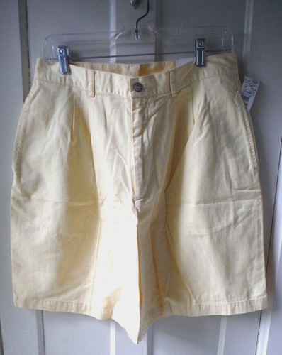 Vintage Brooks Brothers Größe 14 gelb Baumwolle Shorts mittelhohe Bundfalte vorne - neu mit Etikett