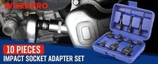10 Pieces Impact Socket Adapter Set with a Heavy-Duty Case Black NEW