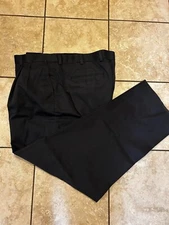 LL Bean Dress Pants Mens 40x32 Navy Comfort Waist Pleated Wrinkle Resistant