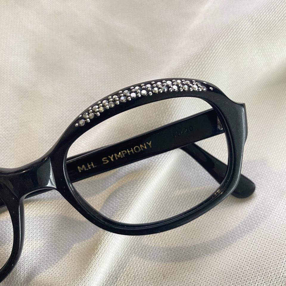 Monturas de gafas de gato vintage de diamantes de imitación negros años 60 50-20 marcos MH SYMPHONY Foto 2 de 4