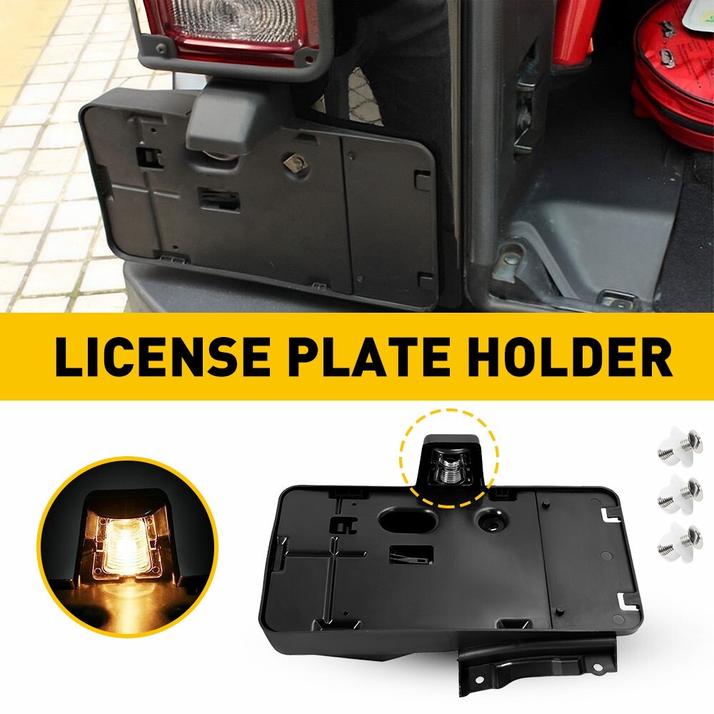 Rear License Holder with Plate Light Tag Bracket For Jeep Wrangler JK 2007-2017