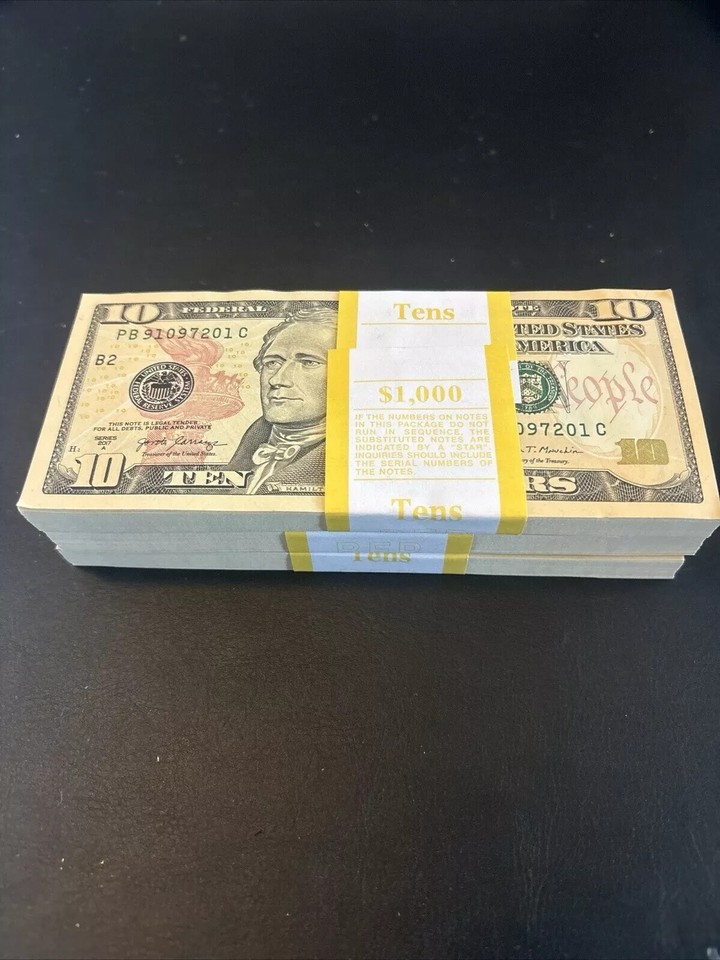 2017 $10 BEP Pack of 100 Uncirculated Notes Consecutive Serial Numbers ...