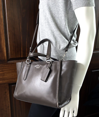 関送込♪COACH☆CROSBY mini carryall in smooth leather 33537 Auth COACH #33537 Crosby Mini Carryall Purse in Smooth Brown