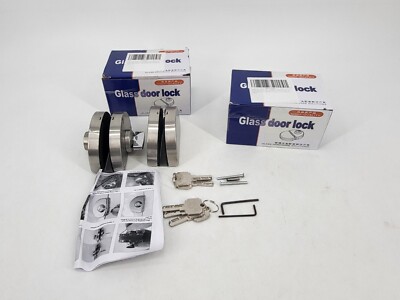 Lot 2 10-12 mm Glass Door Lock Durable Stainless Steel Double Bolts Swing Push