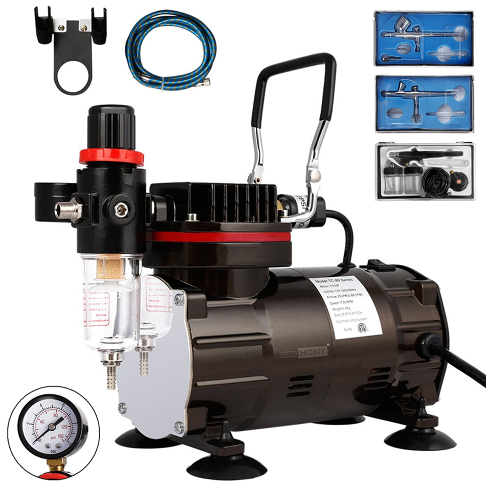 Professional Airbrushing Paint System w/ 1/5 HP Air Compressor & 3