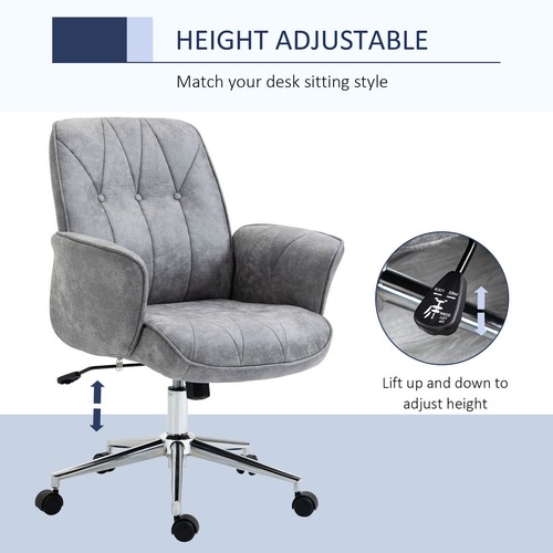 Mid Back Office Chair with Raised Padded Seat Swivel Computer Desk Chair Modern - Picture 4 of 11