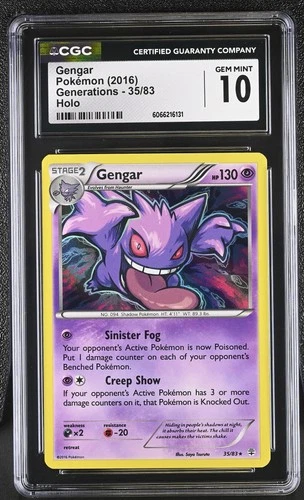 CGC 10 GEM MINT Gengar 2016 Generations 35/83 Holo Pokemon Card