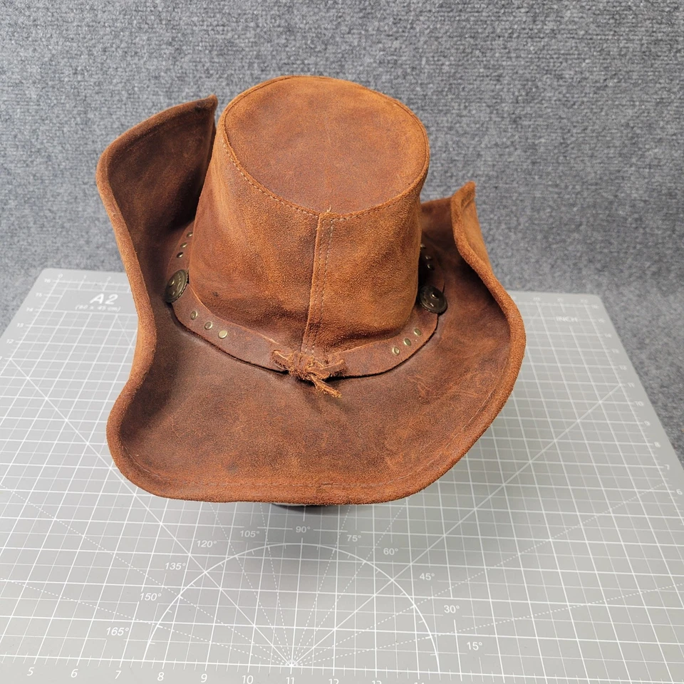 Minnetonka Silverton Sombrero Vaquero Ajustado Para Hombres Grande Cuero Marrón Western Concho Foto 4 de 4