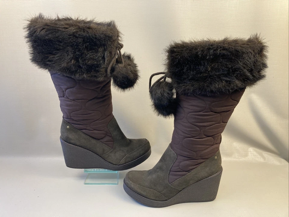 Report Y2K Deadstock Chunky Platform Fur Trim Boots Women's Size 10 EUC - image 4 of 4