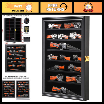 Lockable Knife Display Case with UV Protection - Wall Cabinet for Pocket & Foldi