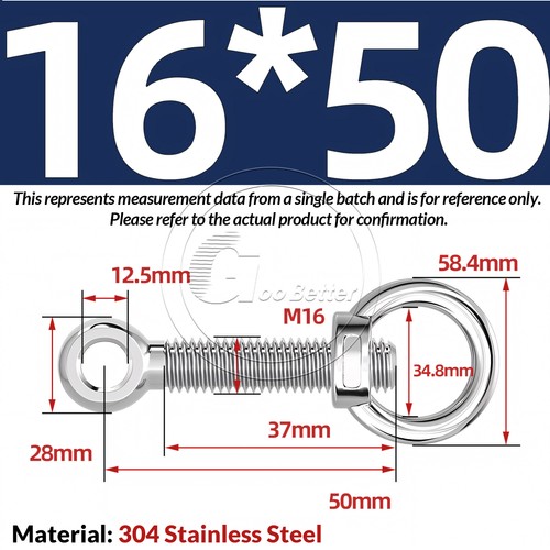 M16 M18 - M24 A2 304 Stainless Steel Lifting Eye Nut + Eye Bolts Threaded Rings - Picture 7 of 77