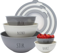 Mixing Bowls with Lids - 10 Piece Plastic Nesting Bowls Set Includes 5 Prep Bowl
