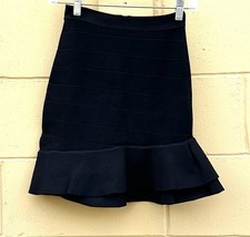 Bebe Black Ruffle Mini Bandage Skirt Size XS