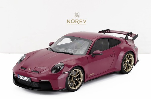 Norev 1/18 Porsche 911 992 GT3 Coupe 2021 Ruby Star Statisches Modell Diecast-image