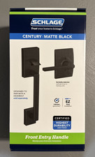Schlage Century Entry Door Handleset & Latitude Door Handle Matte Black FE285CEN