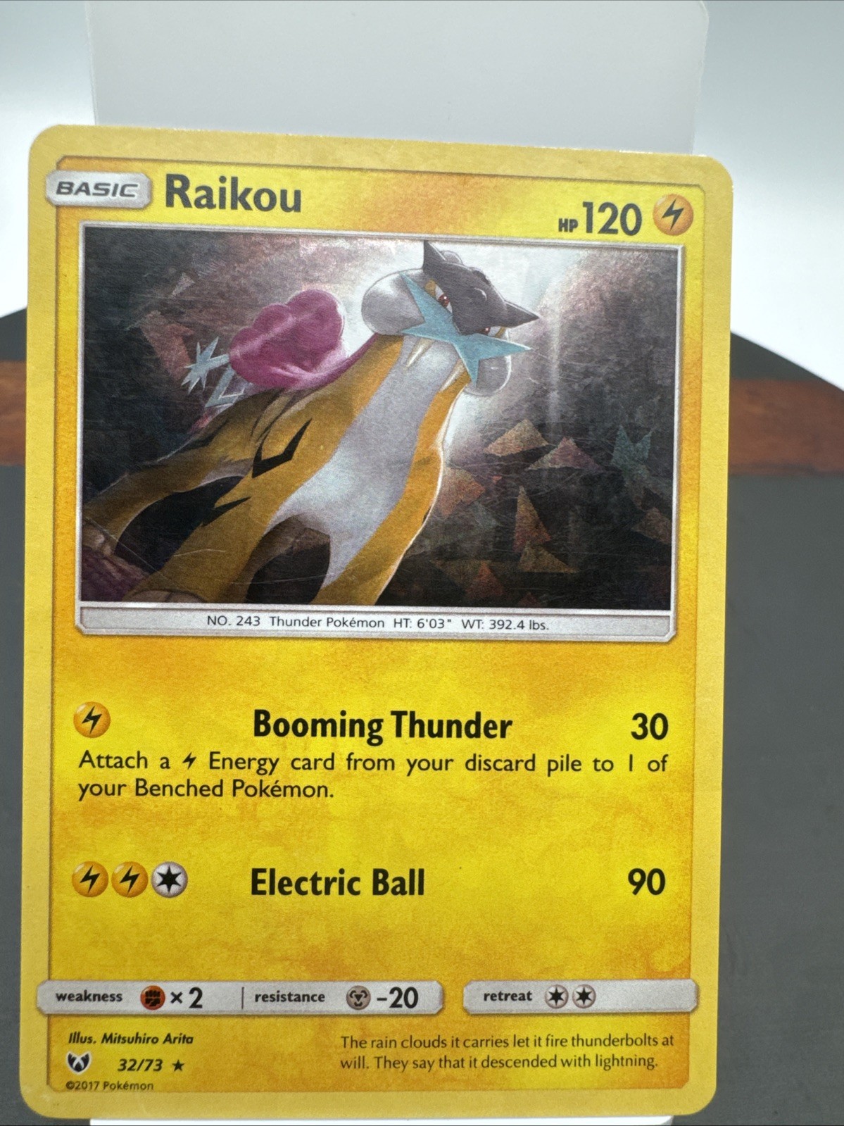 Raikou Pokemon Card TCG Sun & Moon Shining Legends 32/73 Holo Rare NM 2017