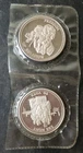 Two Johnson Matthey 1oz Silver Rights/Freedoms Rounds in Plastic