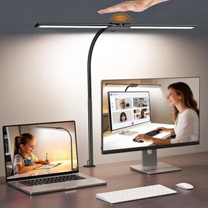 Syrinx LED Lampe de bureau avec pince, double tête Gooseneck Lampes de bureau