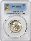 1964 25c Washington Silver Quarter PCGS MS65 - Great Luster - GEM - Nice Toning