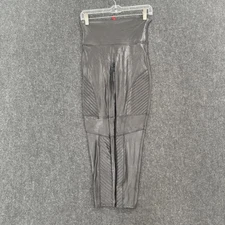 Spanx Leggings Women's Large Black Faux Leather Moto High Rise Tummy Control