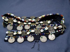 Vintage Thai Akha Hill Tribe Ethnic Lion Coins Burmese Cowrie Shell Belt Tribal