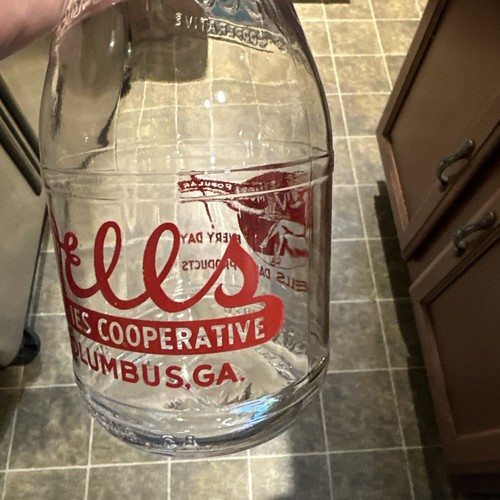 Wells Dairies Cooperative ACL Quart Milk Bottle Columbus Georgia GA - Picture 3 of 14
