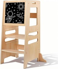 Foldable Toddler Tower Kitchen Helper Montessori Learning Step Stool blackboard